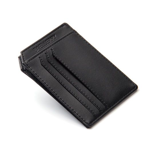 WALLET Minimalist leather wallet with 9 pockets - Black